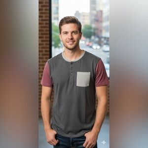 Carbon t-shirt mens size small color-block top comfy casual short sleeve *